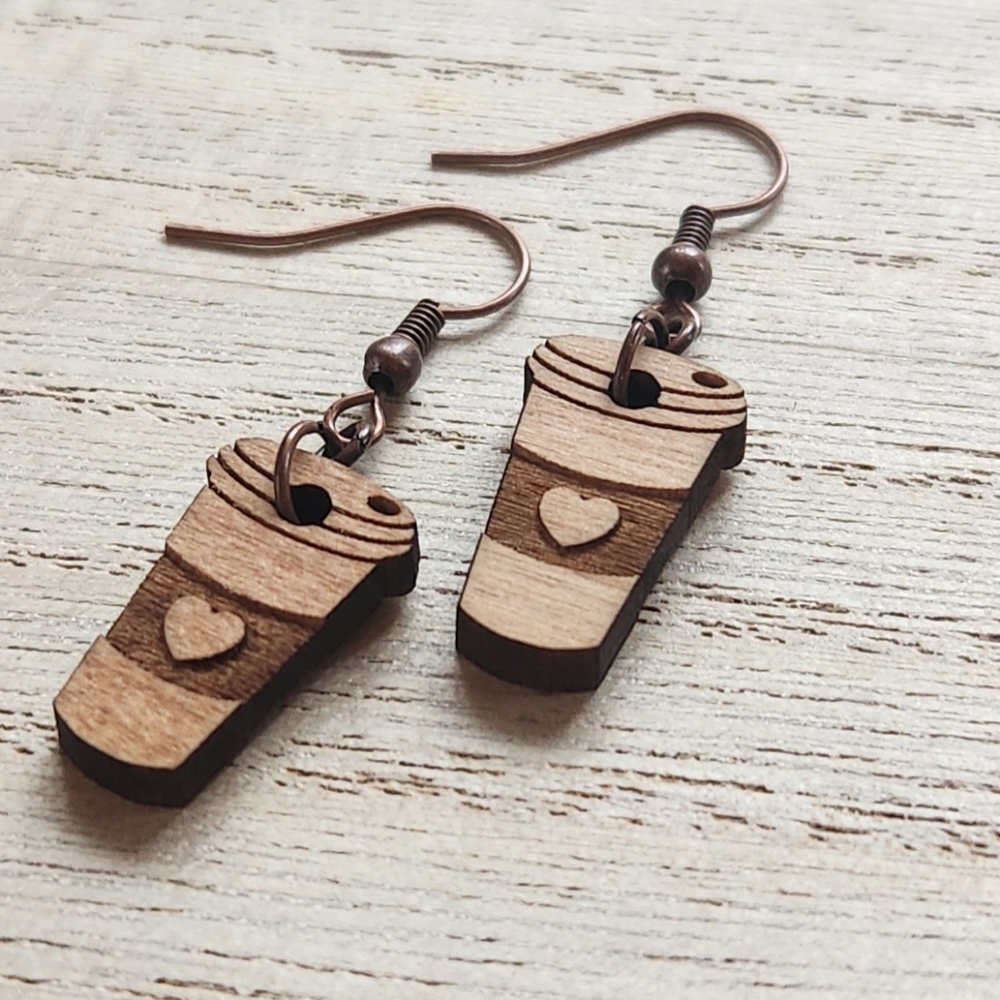 Handmade Coffee Earrings - Picture 4 of 7